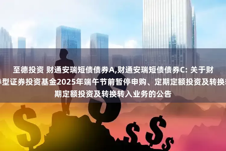 至德投资 财通安瑞短债债券A,财通安瑞短债债券C: 关于财通安瑞短债债券型证券投资基金2025年端午节前暂停申购、定期定额投资及转换转入业务的公告