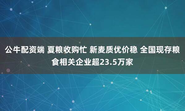 公牛配资端 夏粮收购忙 新麦质优价稳 全国现存粮食相关企业超23.5万家